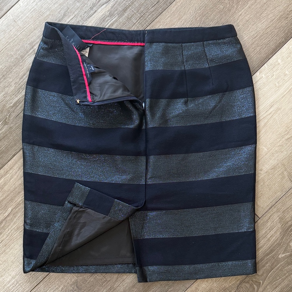 Tommy Hilfiger Metallic Glitter Striped Pencil Skirt - Picture 10 of 13